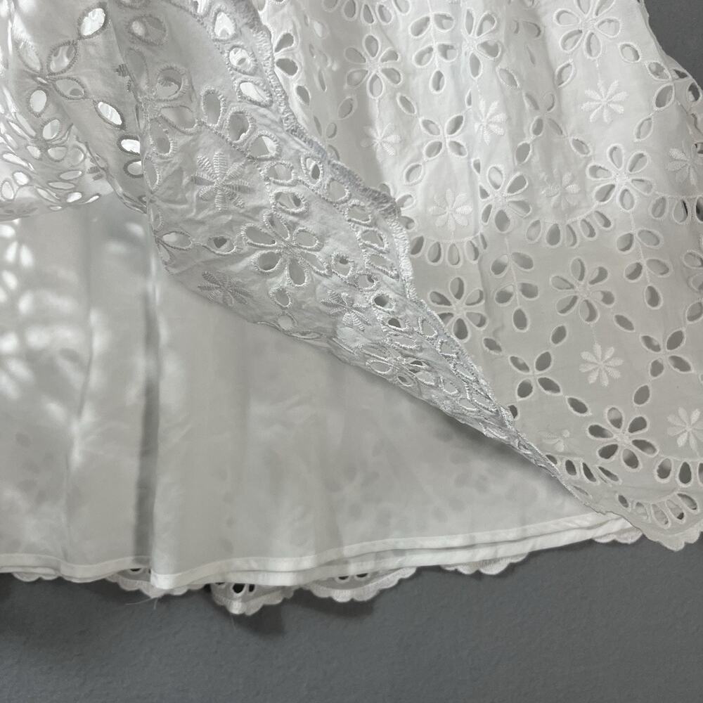 J.Crew Full Midi‎ in White Lined Embroidered Eyelet A-line Skirt 2 - Picture 5 of 11